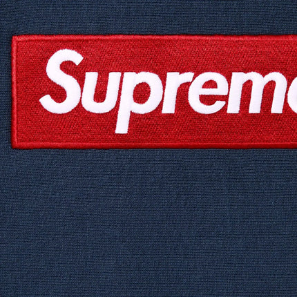Detail view of Supreme Box Logo Navy Hoodie (FW24) FW24SW11-NAVY