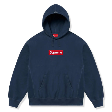 Front view of Supreme Box Logo Navy Hoodie (FW24) FW24SW11-NAVY