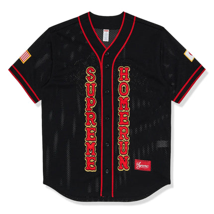 Front View of Supreme Homerun Black Baseball Jersey SS25KN70-BLACK