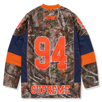 Back view of Supreme Mitchell & Ness NCAA trueTimber Kanati Camo Hockey Jersey FW24KN49 trueTIMBER KANATI CAMO