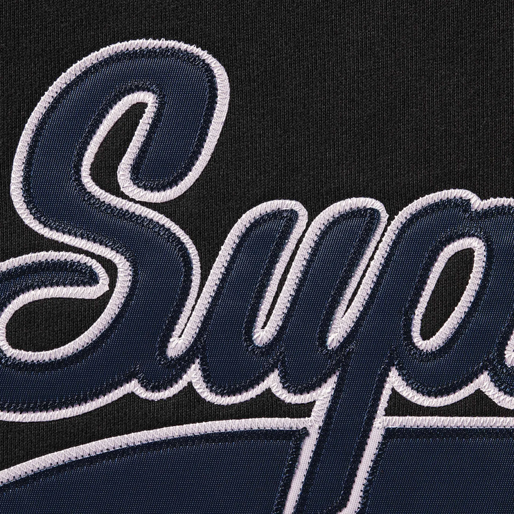 Logo view of Supreme Mitchell & Ness NCAA Hooded Sweatshirt