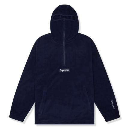 Front view of Supreme Polartec Facemask Navy Half-Zip Hoodie (FW24) FW24SW4 NAVY