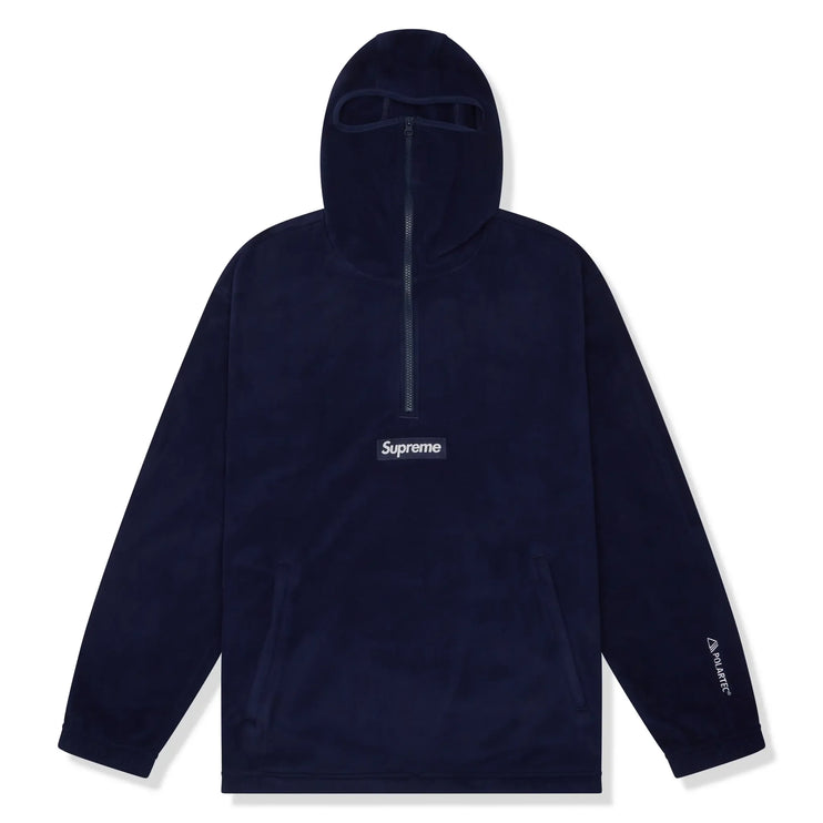 Front view of Supreme Polartec Facemask Navy Half-Zip Hoodie (FW24) FW24SW4 NAVY