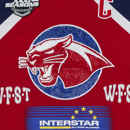 Detailed View of Supreme Rhinestone Hockey Red Jersey SS25KN29-RED