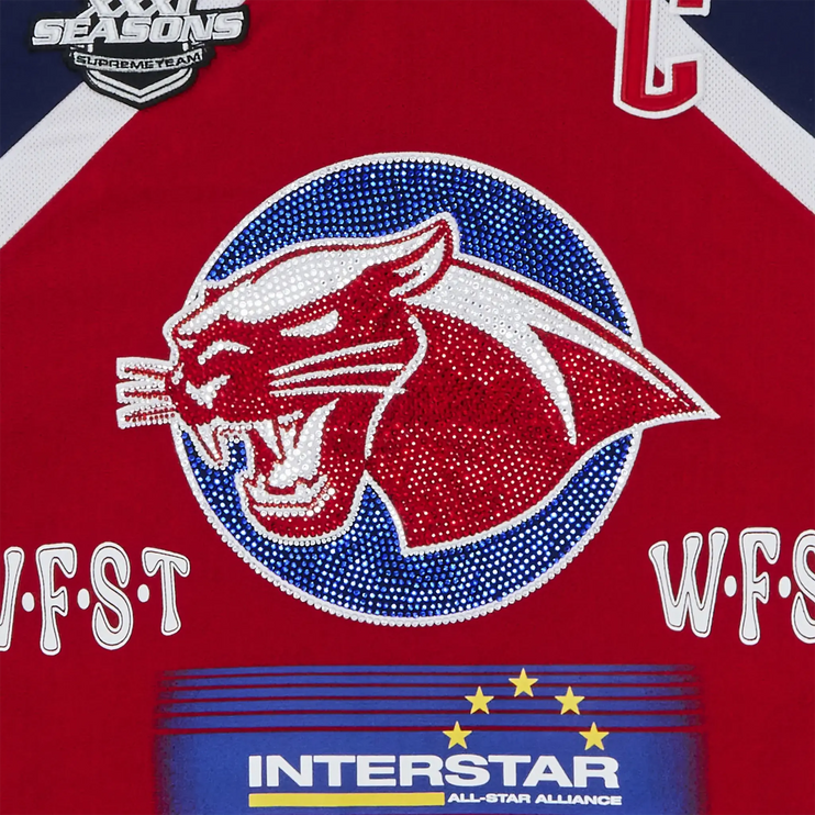 Detailed View of Supreme Rhinestone Hockey Red Jersey SS25KN29-RED
