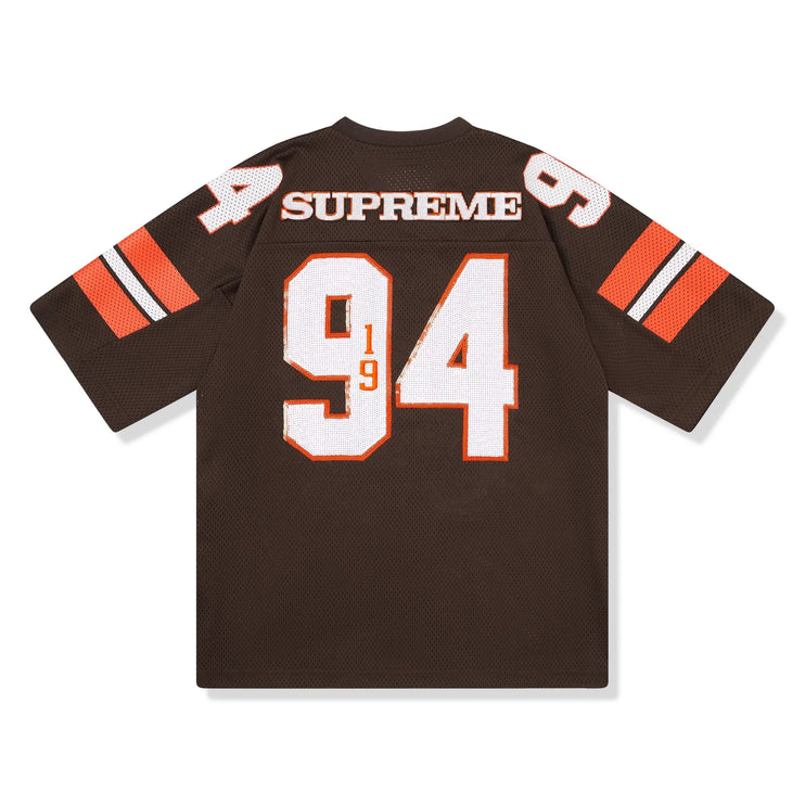 Back View of Supreme Sequin Brown Football Jersey (FW25) FW25KN22-BROWN