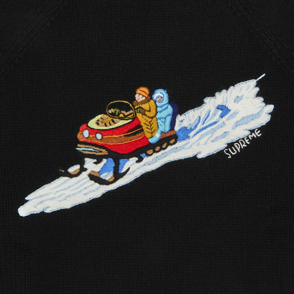 Logo view of Supreme Snowmobile Black Knit Sweatshirt 