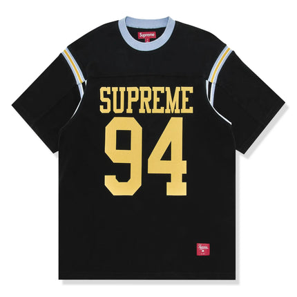 Front View of Supreme Split S/S Black Football Jersey SS25KN46 BLACK