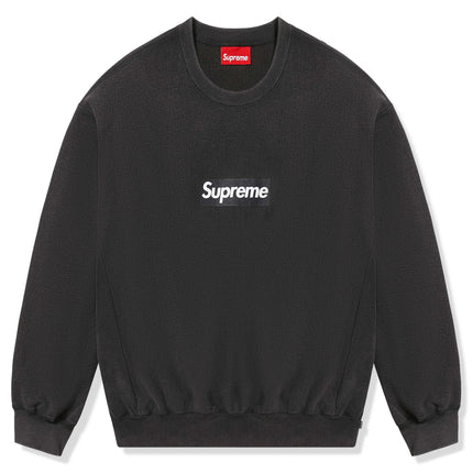 Front view of Supreme Washed Box Logo Black Crewneck