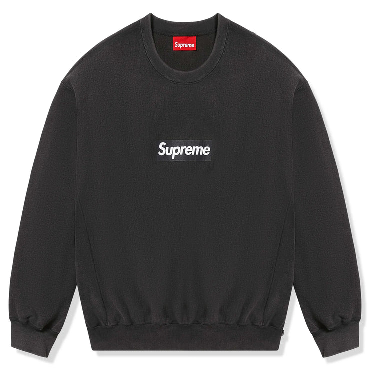 Front view of Supreme Washed Box Logo Black Crewneck