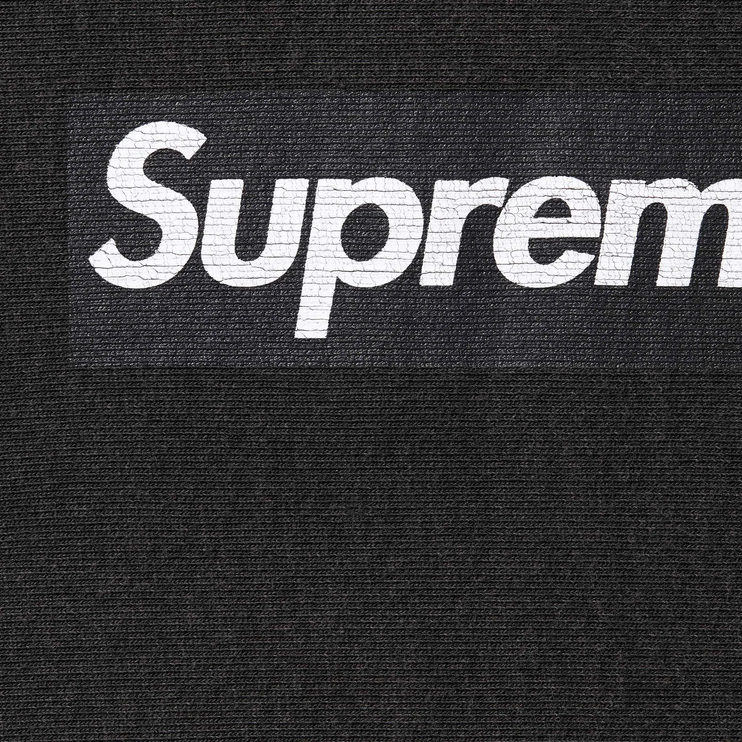 Close up of Supreme Washed Box Logo Black Crewneck