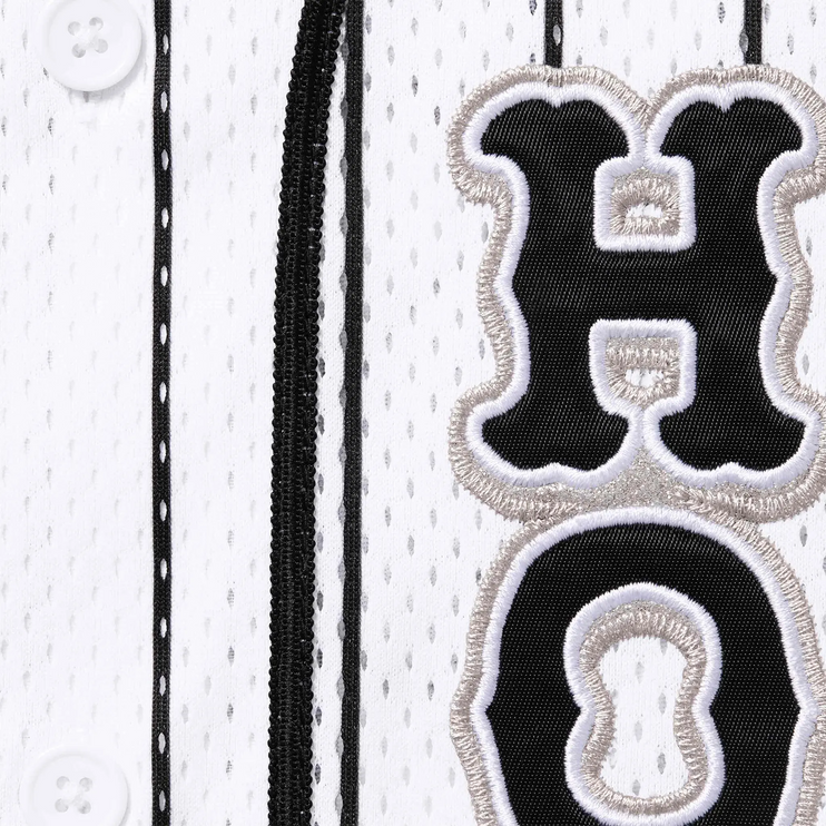 Detailed View of Supreme x Homerun White Stripe Baseball Jersey SS25KN70-STRIPE