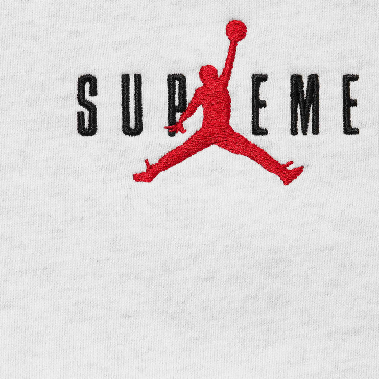 Logo view of Supreme x Jordan Ash Grey Hoodie (FW24) FW24SW1 ASH GREY