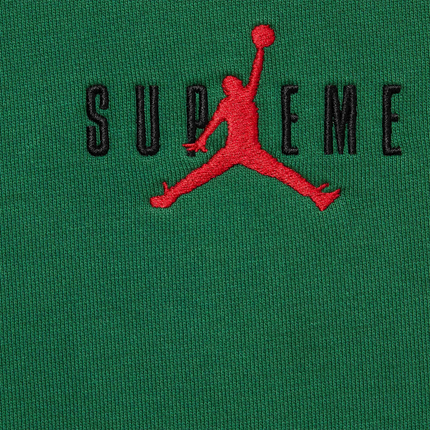 Logo view of Supreme x Jordan Green Hoodie (FW24) FW24SW1 GREEN