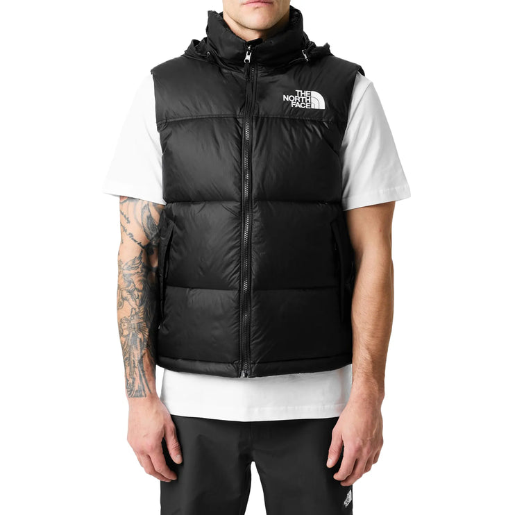 Model Front View of The North Face 1996 Retro TNF Black Gilet