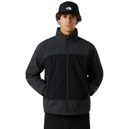 Model Front View of The North Face HKE Utility Wind Black Jacket