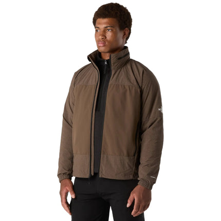 Model Front Side View of The North Face HKE Utility Wind Brown Jacket