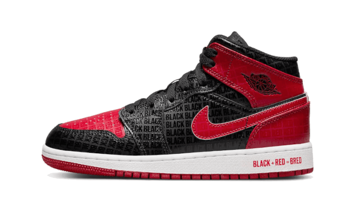 Air Jordan 1 Mid Bred Text Suchtige Turnschuhe Addict Sneakers
