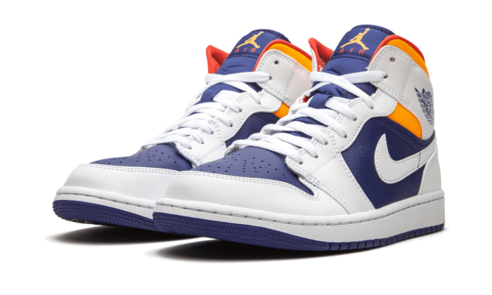 Air Jordan 1 Mid White Laser Orange Deep Royal Blue - 554725-131 | Addict Sneakers