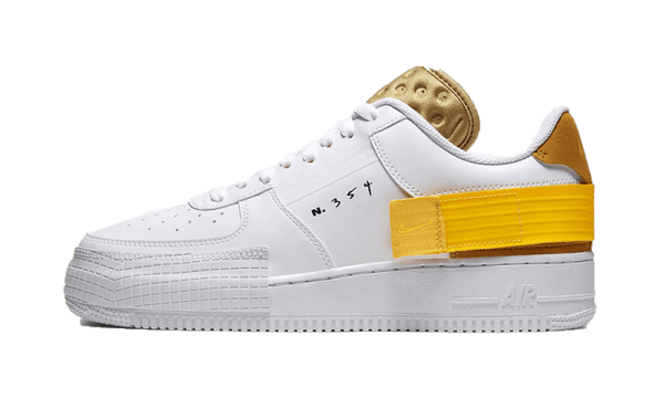 Nike Air Force 1 Low Drop Type White Gold Yellow Addict Sneakers
