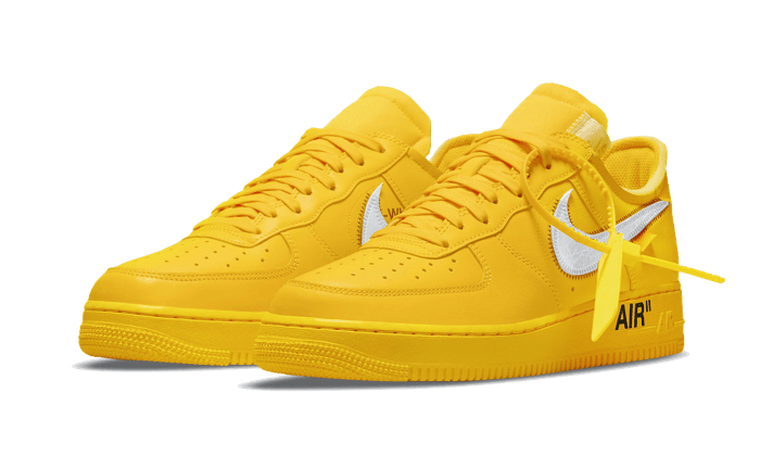 Nike Air Force 1 Low Off White University Gold Metallic Silver Addict Sneakers