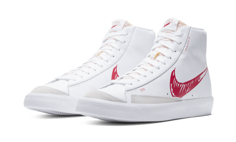 White nike sneakers with red swoosh Clearance