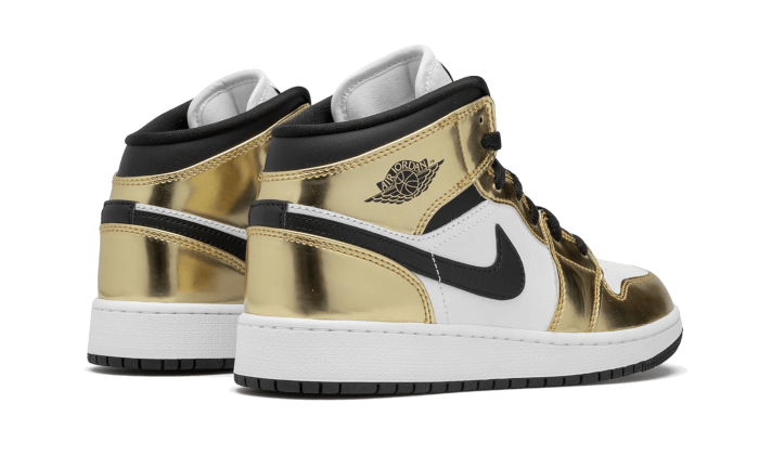 Air Jordan Mid White Metallic Gold Addict Sneakers